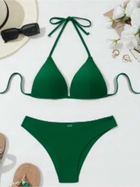 New! Women’s Micas swimwear green two piece bathing suit XL